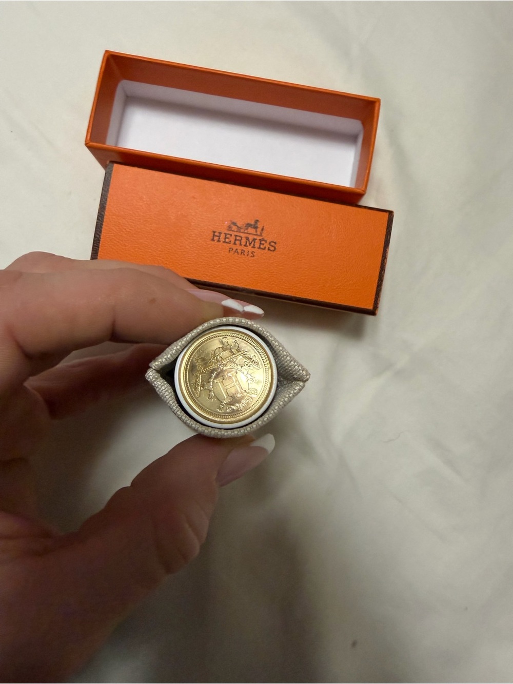 Hermes Lipstick with Gold-Tone Cap and Signature Orange Box